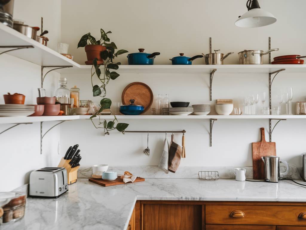 chic ways to style open shelving in your kitchen